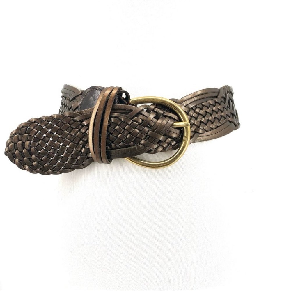 Neiman Marcus Brown Woven Leather Belt, Size S